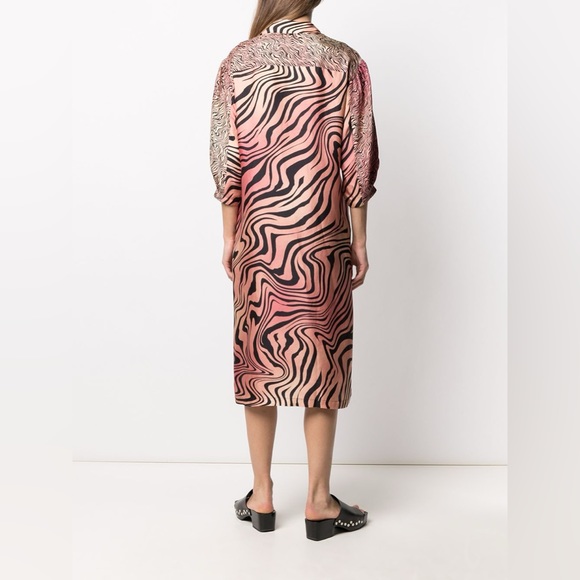 SANDRO ~ Long Printed Silk Dress - Picture 10 of 12